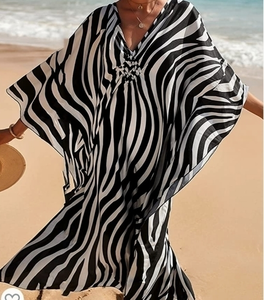 Black White Zebra Maxi‎ Dress Caftan